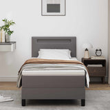 Letto a molle con materasso Grigio 90 x 200 cm Pelle sintetica