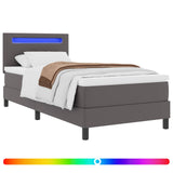 Letto a molle con materasso Grigio 90 x 200 cm Pelle sintetica