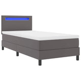 Letto a molle con materasso Grigio 90 x 200 cm Pelle sintetica