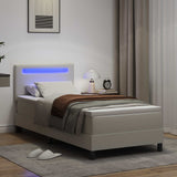 Letto a molle con materasso Bianco 100 x 200 cm Pelle sintetica