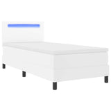 Letto a molle con materasso Bianco 100 x 200 cm Pelle sintetica