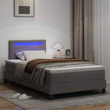 Letto a molle con materasso Grigio 120 x 190 cm Pelle sintetica