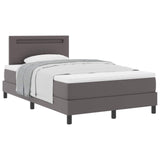 Letto a molle con materasso Grigio 120 x 190 cm Pelle sintetica