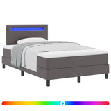 Letto a molle con materasso Grigio 120 x 200 cm Pelle sintetica