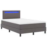Letto a molle con materasso Grigio 120 x 200 cm Pelle sintetica