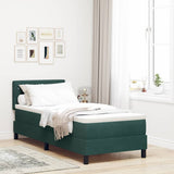 Letto a molle con materasso Verde Scuro 80 x 200 cm Velluto