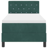 Letto a molle con materasso Verde Scuro 80 x 200 cm Velluto