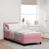 Letto a molle con materasso Rosa 80 x 200 cm Velluto