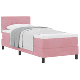 Letto a molle con materasso Rosa 80 x 200 cm Velluto