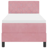 Letto a molle con materasso Rosa 80 x 200 cm Velluto