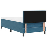 Letto a Molle con Materasso Blu Scuro 90 x 190 cm Tessuto