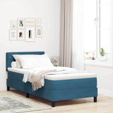 Letto a molle con materasso Blu Scuro 90 x 200 cm Velluto
