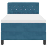 Letto a molle con materasso Blu Scuro 90 x 200 cm Velluto