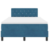 Letto a molle con materasso Blu Scuro 120 x 190 cm Velluto