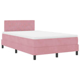 Letto a molle con materasso Rosa 120 x 190 cm Velluto