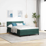 Letto a molle con materasso Verde Scuro 140 x 200 cm Velluto
