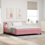 Letto a molle con materasso Rosa 180 x 200 cm Velluto