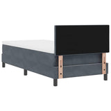 Letto a molle con materasso Grigio scuro 80 x 200 cm Velluto