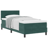 Letto a molle con materasso Verde Scuro 100 x 200 cm Velluto