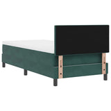 Letto a molle con materasso Verde Scuro 100 x 200 cm Velluto