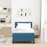 Letto a molle con materasso Blu Scuro 100 x 200 cm Velluto