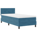 Letto a molle con materasso Blu Scuro 100 x 200 cm Velluto