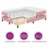 Letto a molle con testiera Rosa 140 x 190 cm Velluto