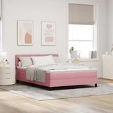 Letto a molle con materasso Rosa 160 x 200 cm Velluto