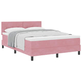 Letto a molle con materasso Rosa 160 x 200 cm Velluto