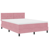 Letto a molle con materasso Rosa 160 x 200 cm Velluto