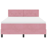 Letto a molle con materasso Rosa 160 x 200 cm Velluto