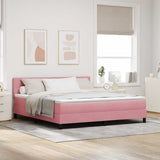 Letto a molle con materasso Rosa 180 x 200 cm Velluto