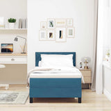 Letto a molle con testiera Blu Scuro 90 x 200 cm Velluto