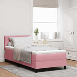 Letto a molle con materasso Rosa 100 x 200 cm Velluto