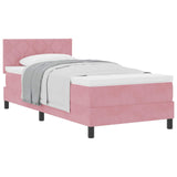 Letto a molle con materasso Rosa 100 x 200 cm Velluto
