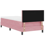Letto a molle con materasso Rosa 100 x 200 cm Velluto
