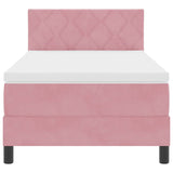 Letto a molle con materasso Rosa 100 x 200 cm Velluto