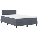 Letto a molle con materasso Grigio scuro 120 x 190 cm Velluto