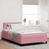Letto a molle con materasso Rosa 120 x 190 cm Velluto