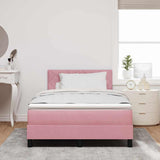 Letto a molle con materasso Rosa 120 x 190 cm Velluto