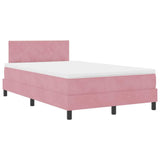Letto a molle con materasso Rosa 120 x 190 cm Velluto