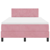 Letto a molle con materasso Rosa 120 x 190 cm Velluto