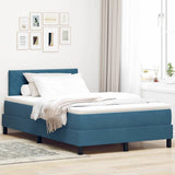 Letto a molle con materasso Blu Scuro 120 x 200 cm Velluto