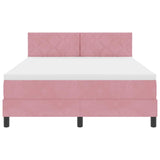Letto a molle con cuscino Rosa 160 x 200 cm Velluto