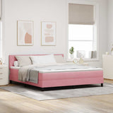 Letto a molle con materasso Rosa 180 x 200 cm Velluto