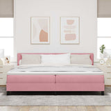 Letto a molle con materasso Rosa 200 x 200 cm Velluto