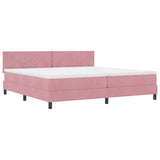Letto a molle con materasso Rosa 200 x 200 cm Velluto