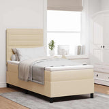 Letto a molle con materasso Crema 90 x 190 cm Tessuto