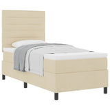 Letto a molle con materasso Crema 90 x 190 cm Tessuto