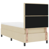 Letto a molle con materasso Crema 90 x 190 cm Tessuto